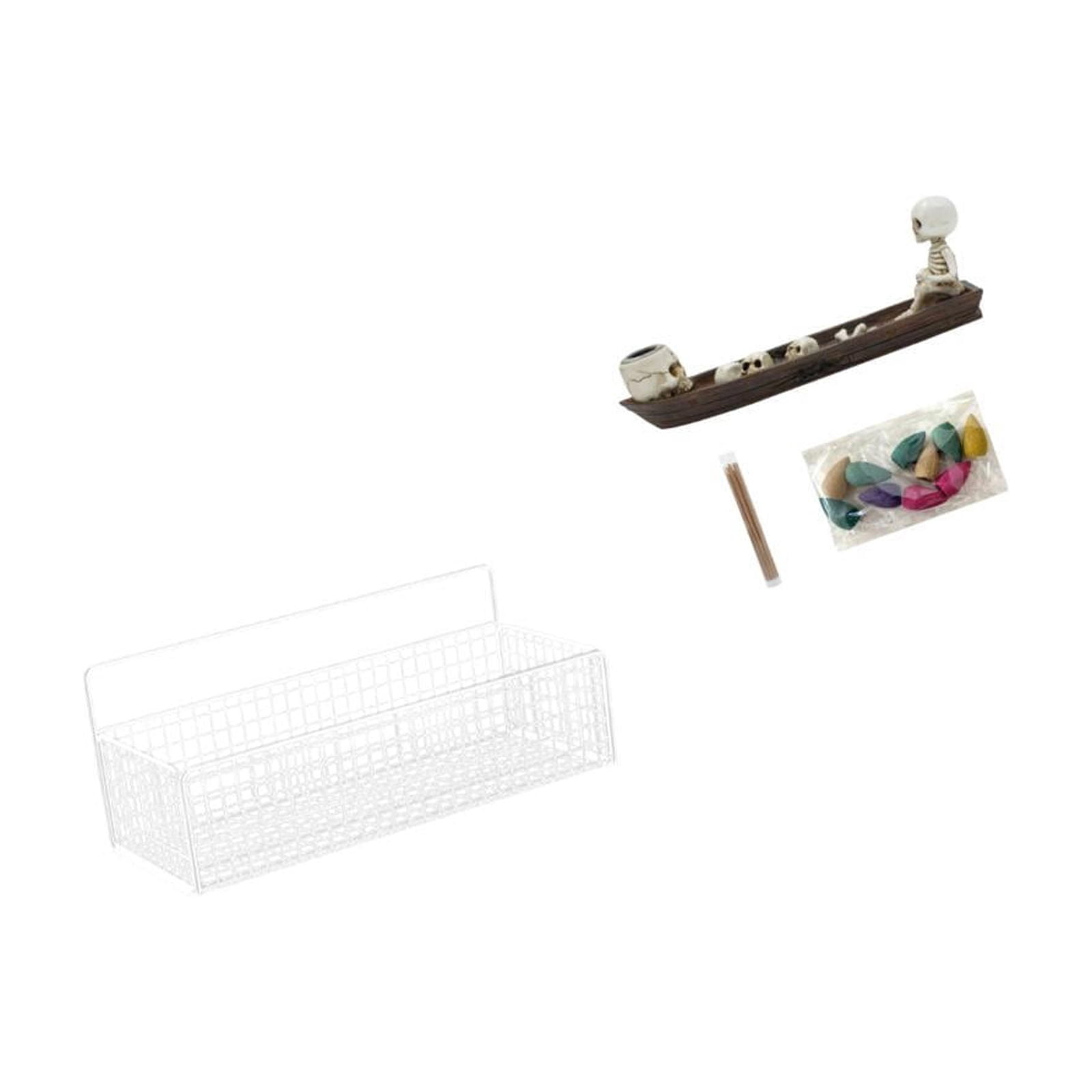 Fiocias Hanging Storage Basket Hanging Wall Organizer Cabinet Storage Basket Wall Mounted Shelves Incense Holder Iron Resin Material Suitable for Kitchen Bath