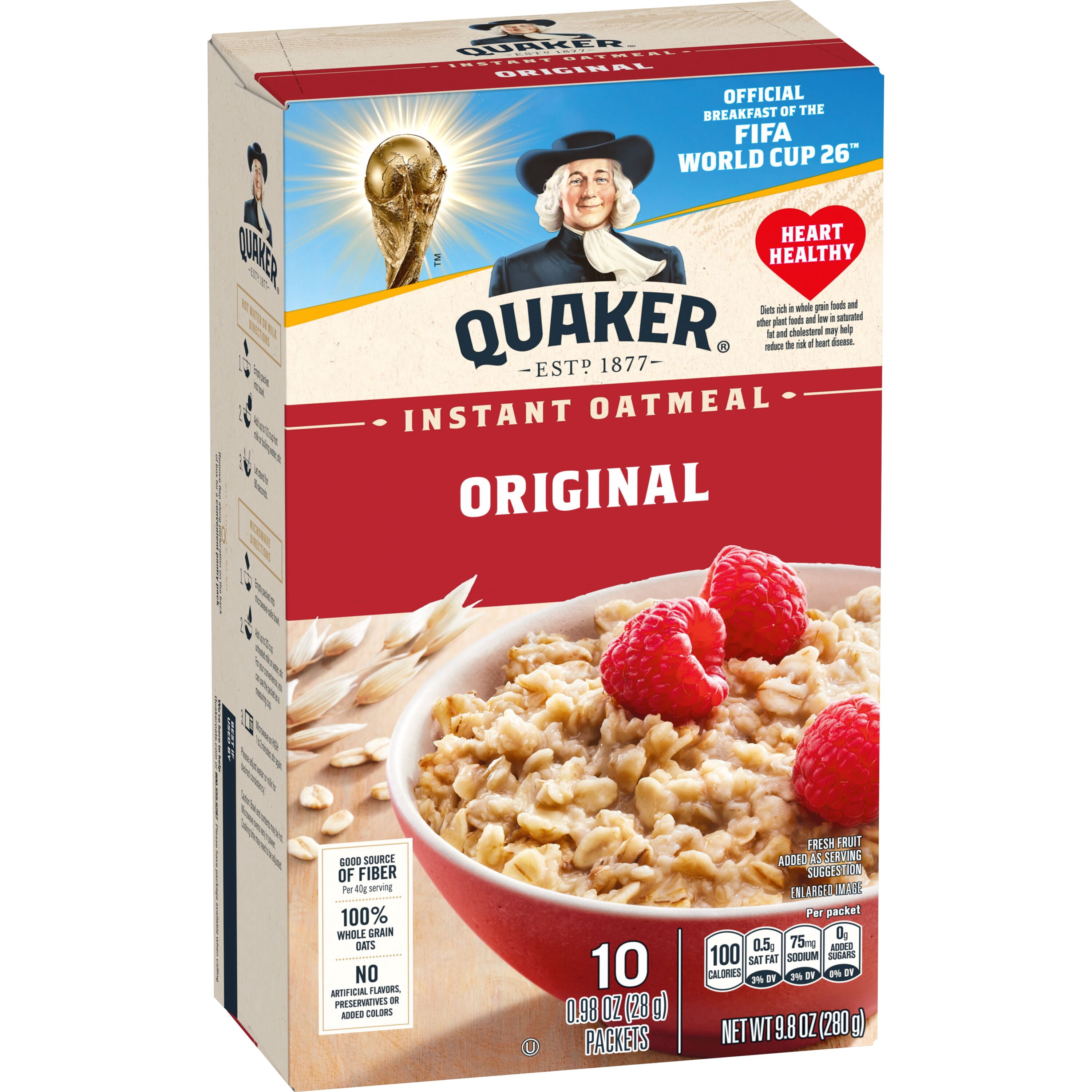 (12 pack) Quaker Instant Oatmeal, Original, 9.8 oz, 10 Packets