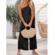 thumbnail image 5 of Ichuanyi Womens Swimsuits Clearance Women's Summer Slimming Straps One Shoulder Pleated High Waist Casual Wide Leg Pants Solid Jumpsuit Romper Ichuanyi Ichuanyi, 5 of 9