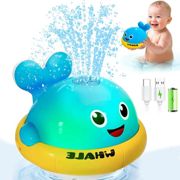 Baby Bath Toys, Whale Sprinkler Bath Toys for Toddlers, Light Up Bath Toy,Bathtub Fountain Toys,Pool Water Table Infant Baby Toys, Birthday Gifts for Boys & Girls