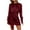 Wine Red, variant on XFLWAM Women's 2022 Fall Satin Dress Casual Long Sleeve Ruched Wrap Dress Crew Neck Tie Waist Elegant Cocktail Party Mini Dresses Green S