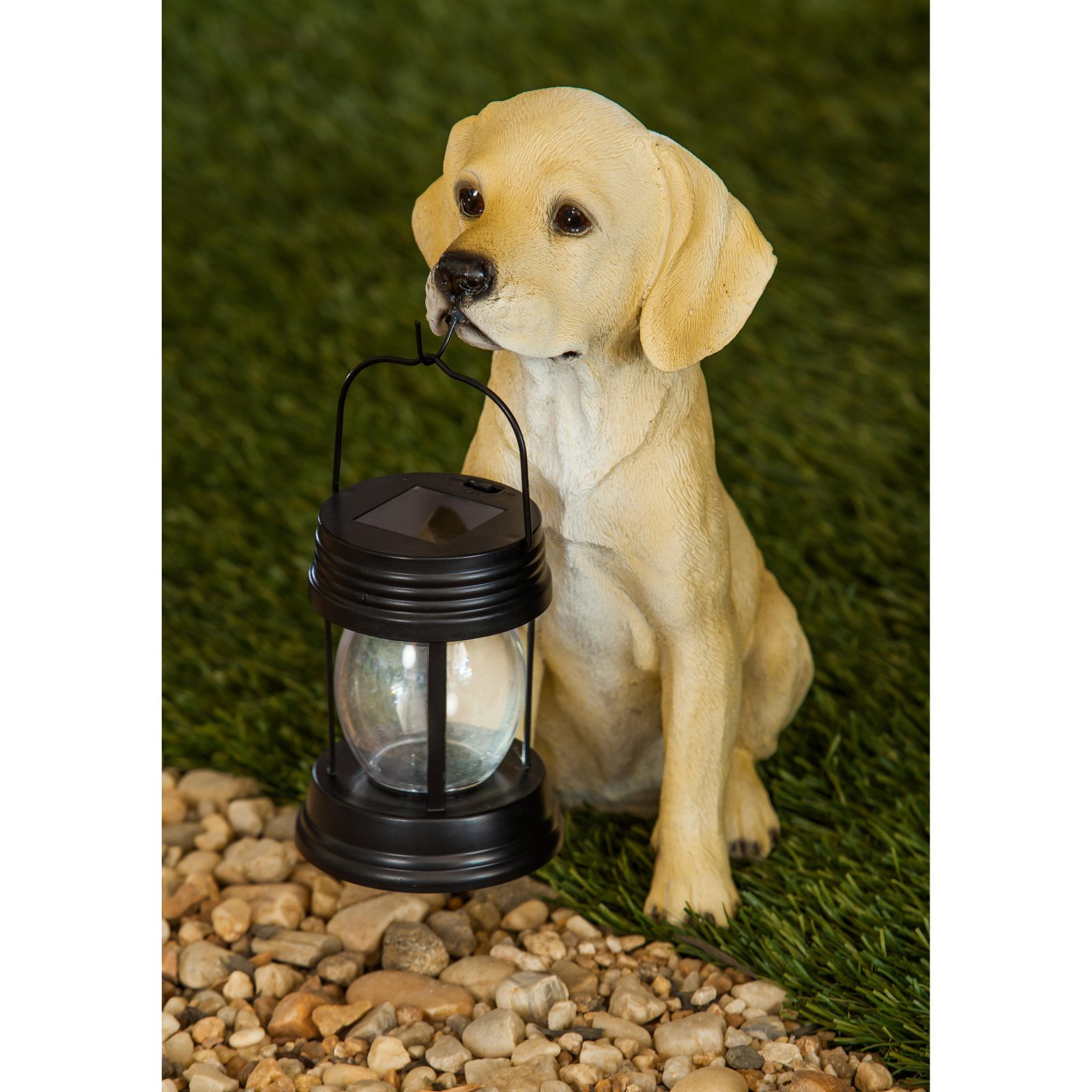 Evergreen Enterprises Faithful Dog Statue with Solar Lantern