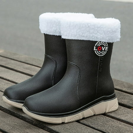 

Outdoor Warm Rain Shoes For Female Medium Tube Water Shoes Wear-Resistant Removable Cotton Kitchen Rubber Shoes Garden Shoes