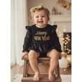 thumbnail image 5 of Miaouyo Baby Girl New Year Romper Letter Print Long Sleeve Round Neck Velvet Newborn Jumpsuit with Sequin Bow Headband, 5 of 9