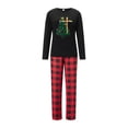 thumbnail image 2 of Pijamas navideños familiares a juego: camisa de manga larga con estampado de árbol de Navidad y pantalón a cuadros elástico para estar en casa., 2 of 10