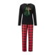 thumbnail image 2 of Pijamas navideños familiares a juego: camisa de manga larga con estampado de árbol de Navidad y pantalón a cuadros elástico para estar en casa., 2 of 10