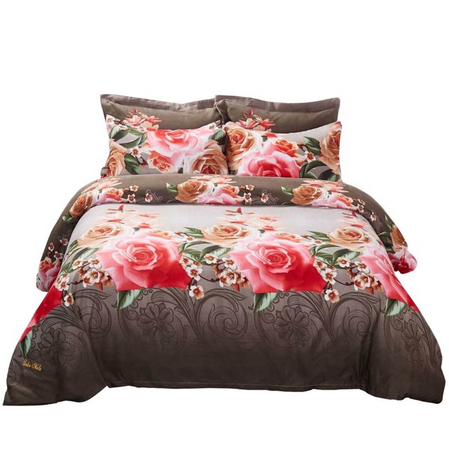 Dolce Mela DM708Q Ensemble de Housse de Couette, Literie Florale Format Grand Lit, Dolce Mela - Assortiment de Roses DM708Q