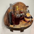 thumbnail image 2 of Wooden Vintage Whiskey Barrel Shelf Rustic Wall-Mounted Bourbon Liquor Bottle Display Rack Home Bar Storage, 2 of 5