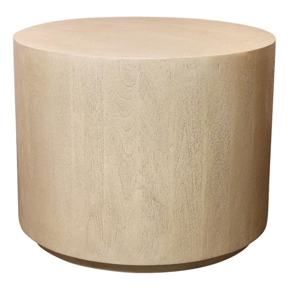 Flagstaff 20" Round Solid Wood Side Table in Stone Natural Finish