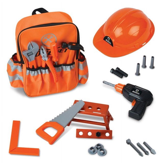 Big Boy's Workshop 28-Piece Tool Backpack Pretend Play Set for Kids, For 6 Years & above