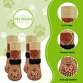 thumbnail image 3 of TELOLY 4Pcs Dog Socks,Breathable Cotton Knit Dog Clothes,Elastic Light Dog Socks to Prevent Licking Paws,Coffee, 3 of 7