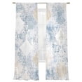 thumbnail image 2 of Blue Beige Floral Semi Sheer Curtains 108 Inch Length 2 Panels Set, Vintage Smear Abstract Art Sheer Kitchen Curtain Privacy Voile Window Curtain for Living Room Bedroom Rod Pocket Drapes, 2 of 7