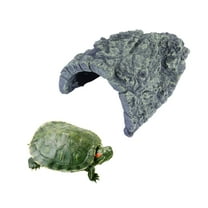 Soimiss Turtle Hideout for Aquarium Turtle Basking Reptile Stone Cave Black 1Pcs