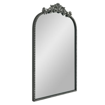 20” X 30” Filigree Arch Metal Wall Mirror Decor In Black
