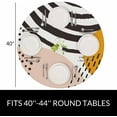 thumbnail image 2 of Abstract Shapes Round Table Cloth Mid Century Inspired Art Organic Shapes Trendy Elastic Edged Table Cover Fade And Stain Resistant Table Cloths Easy To Clean Fits Tables 40-44" Diameter, 2 of 6