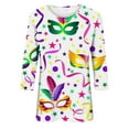 thumbnail image 4 of BOOMILK Mardi Gras Shirts for Women Loose Fit 3/4 Sleeve Plus Size Tops Crew Neck Carnival Graphic Tees, 4 of 4