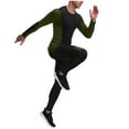 thumbnail image 3 of Dagugfen Workout Sets for Men Long Sleeve Athletic Tops Pants Tight Color Block Running Training Gym Outfits, 3 of 5