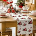 thumbnail image 2 of Christmas Table Runner Cardinal Bird Poinsettia Table Runners Holly Leaves Berry Cotton Linen Dresser Scarf Kitchen Dining Table Decor for Christmas Holiday Party Decor 13x36 Inch, 2 of 9