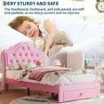 thumbnail image 7 of IDEALHOUSE Pink Bed Frames, Twin Size, Modern PU Headboard, Crystal Tuft, Colorful Glow, Storage Drawer, Metal Frame, Wooden Slats, Soft Upholstery, Easy Assembly, Noise-Free, 7 of 7