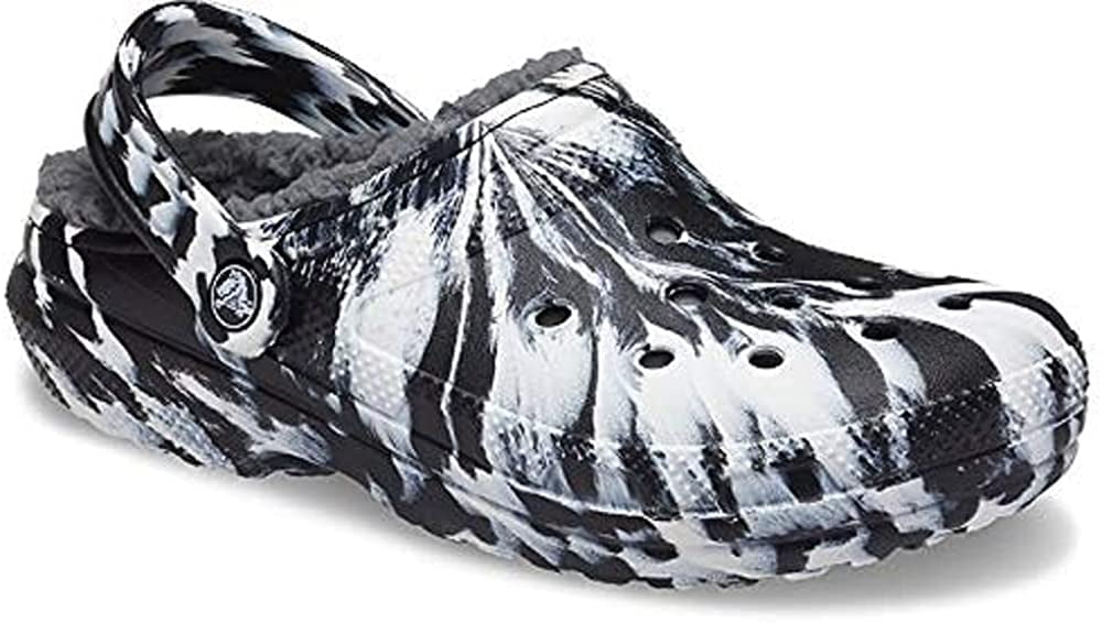 black white tie dye crocs