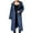 Navy blue, variant on Spring Fall Long Sleeved Women Solid Lapel Double Breasted Long Denim Coat Trenchcoat