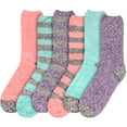 thumbnail image 2 of BambooMN Women's Extra Large Soft Fuzzy Warm Cozy Comfy Fuzzy Plush Cute Striped Solid Slipper Socks - Assortment A - 6 Pairs, 2 of 6