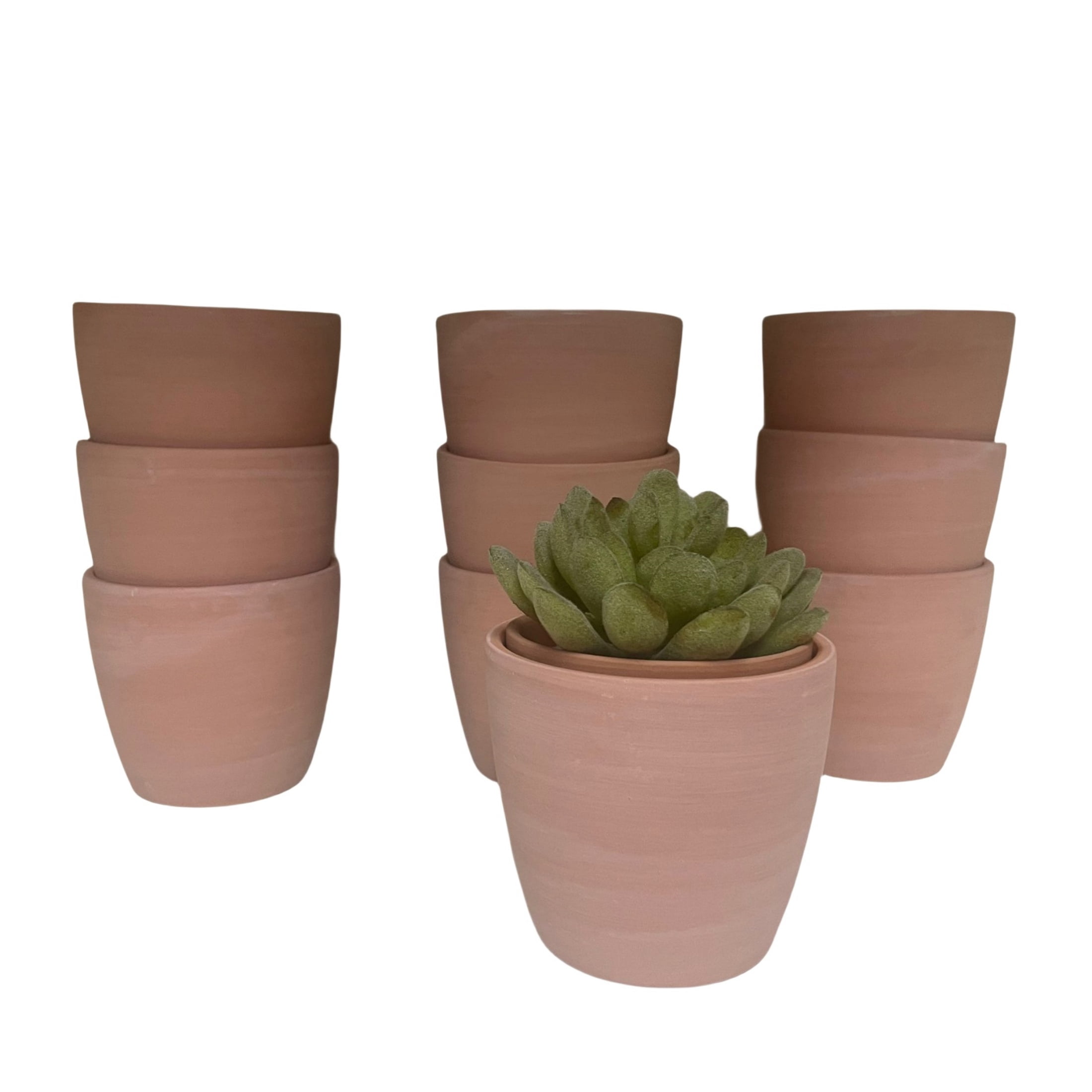 10pcs Pack Egg shape Terracotta Pots, 3 Inch Red Clay Planter Pots with NOT Drainage. Pottery Succulent Planter, Garden Cactus Flower Planters with White Wash