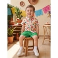 thumbnail image 6 of BemeyourBBs Cinco De Mayo Baby Boy Outfit Toddler Baby Boy Mexican Fiesta Outfit Infant Boy Summer Clothes Sombrero Donkey Print Short Sleeve Button Down Shirt Elastic Waist Pockets Shorts Set, 6 of 9