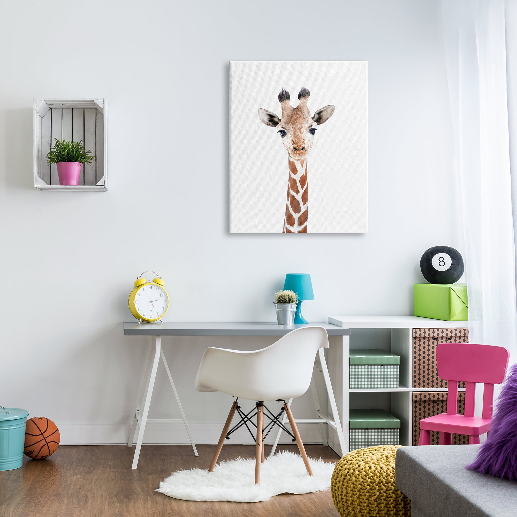 Stupell Industries Giraffe on White Portrait Animals & Insects Painting Gallery Wrapped Canvas Print Wall Art, 30 x 40