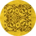 thumbnail image 1 of Ahgly Company Machine Washable Indoor Round Abstract Yellow Modern Area Rugs, 7' Round, 1 of 4