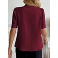 thumbnail image 4 of SHEWIN Blouses for Women Dressy Casual Short Sleeve V Neck Button Down Shirts Pleated Summer Business Office Work Tops, 4 of 10