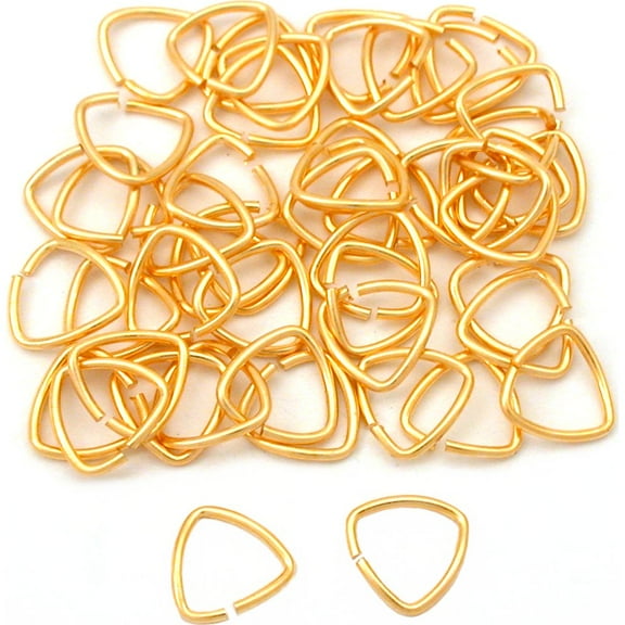 50 Gold Plated Triangle Jump Rings Bails Hang Drops