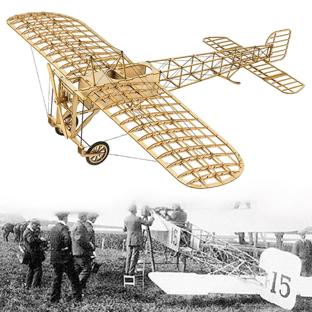 AVIÓN DWH VX14 1:23 Escala de 380 mm Airplano Airplano Estós Modelo Modelo de Constructucción de Bricolaje de Madera Bleriot XI Airplano Kit de Aeronave de Bricolaje Con Caja de