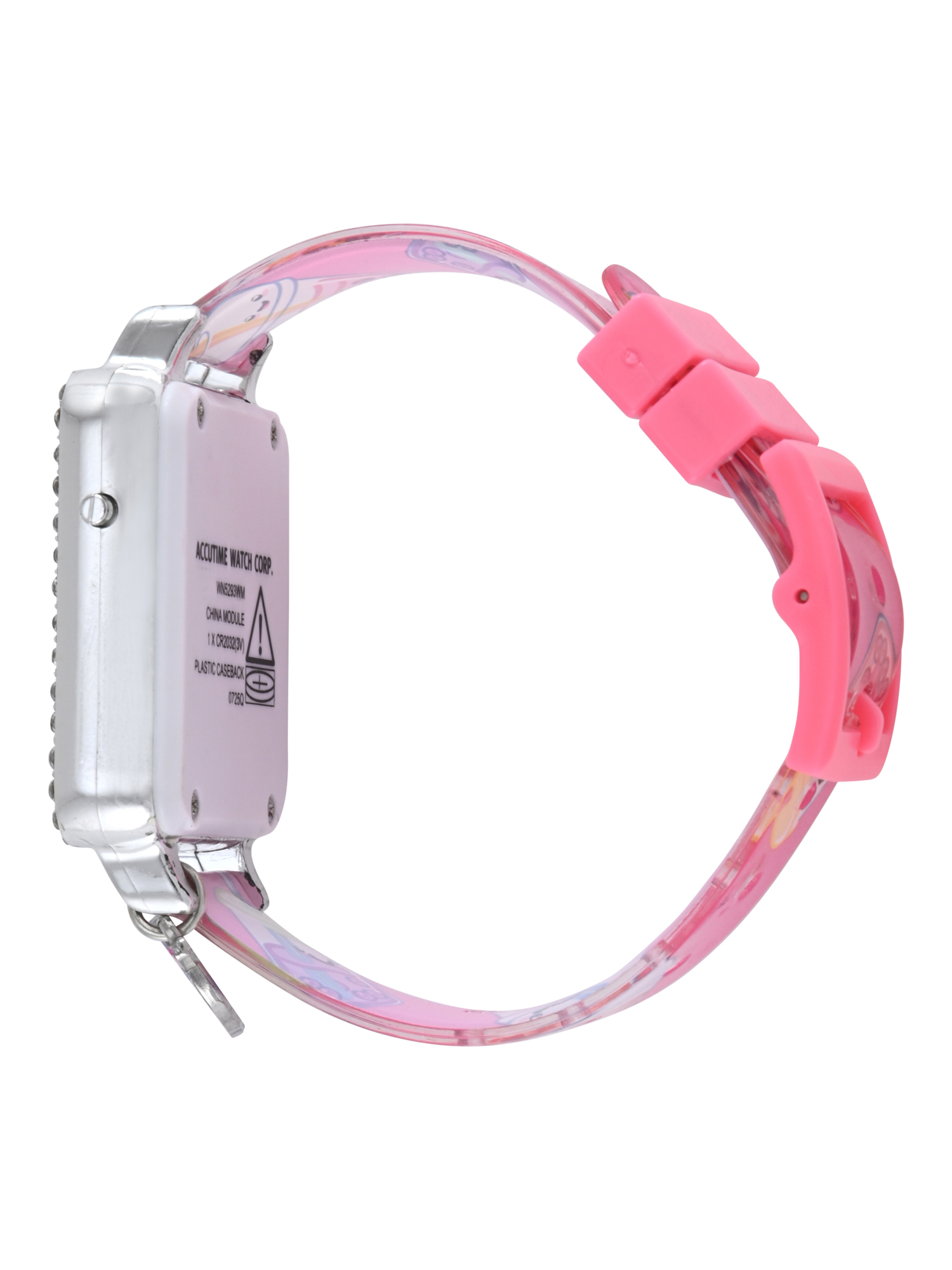 Wonder Nation Girls Pink Printed Silicone Strap with Square LED Digital Dial;WN5293WM