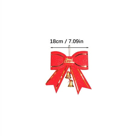 

wendunide home decor Christmas Tree Decoration Red Big Bow Tie 13cm With Bell Pendant E