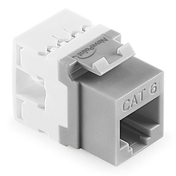 NavePoint 180 Degree Cat6 Keystone Jack, RJ45 Ethernet Connector, Type 110, Gray 25-Pack