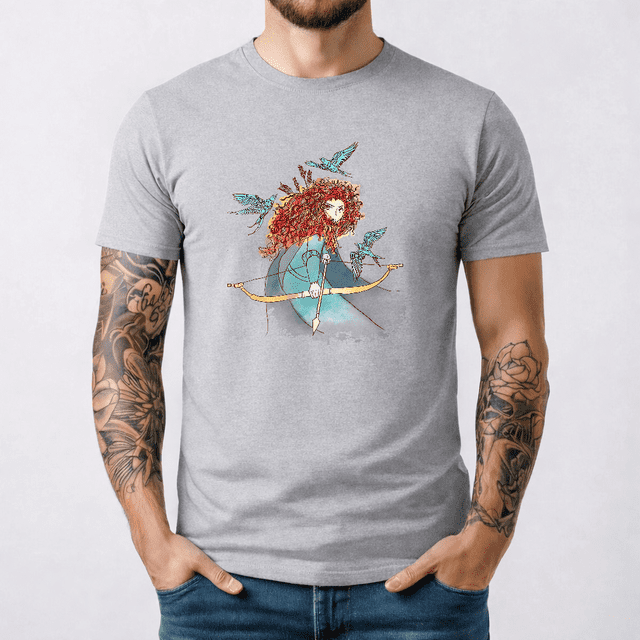 Chemise Portrait Aquarelle Rétro Disney Brave Merida Princesse, T-shirt le Royaume Magique, Disney Merida Princesse, Tee Walt Disney World