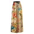 thumbnail image 3 of WTOBBY Women's High Waisted Wide Leg Pants Summer Casual Flowy with Pockets and Floral Print,Beach Trousers Designed for Hot Weather Comfort, Breezy Days and Sun Protection in Style,Yellow L, 3 of 4