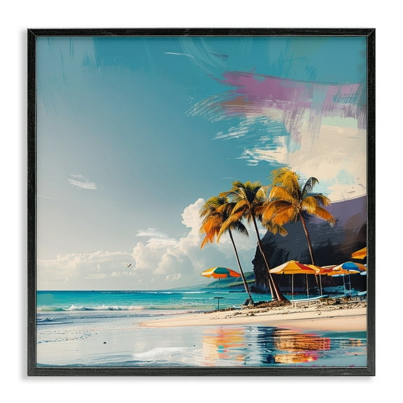 Stupell Industries Contemporary Shoreline Bliss Nautical & Beach Painting Black Framed Art Print Wall Art, 12 x 12