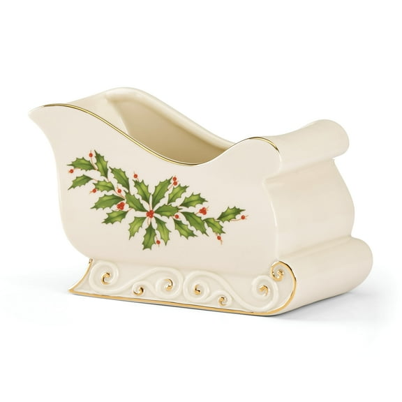 Lenox Holiday Sleigh Candy Dish, 1.40 LB, Red & Green