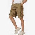thumbnail image 6 of Puztloy Men's Cargo Shorts Work Gym Medium Elastic Waist Drawstring with Zippered Pockets Relaxed Fit Outdoor Casual Pant,2025 Khaki, 6 of 8