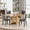 Table and 4 Grey Chairs, variant on Round Farmhouse Dining Table Set for 4, 47" Circle Ancient Oak Wooden Kitchen Table with 4 Gold Velvet Upholstered Dining Chairs, Wooden Kitchen and Dining Room Table Set for Dining Room