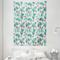 thumbnail image 1 of Watercolor Tapestry, Tropical Ferns with Flowers Exotic Hawaii Floral Arrangement Blossoming Nature, Wall Hanging for Bedroom Living Room Dorm Decor, 60W X 80L Inches, Seafoam Pink, by Ambesonne, 1 of 2