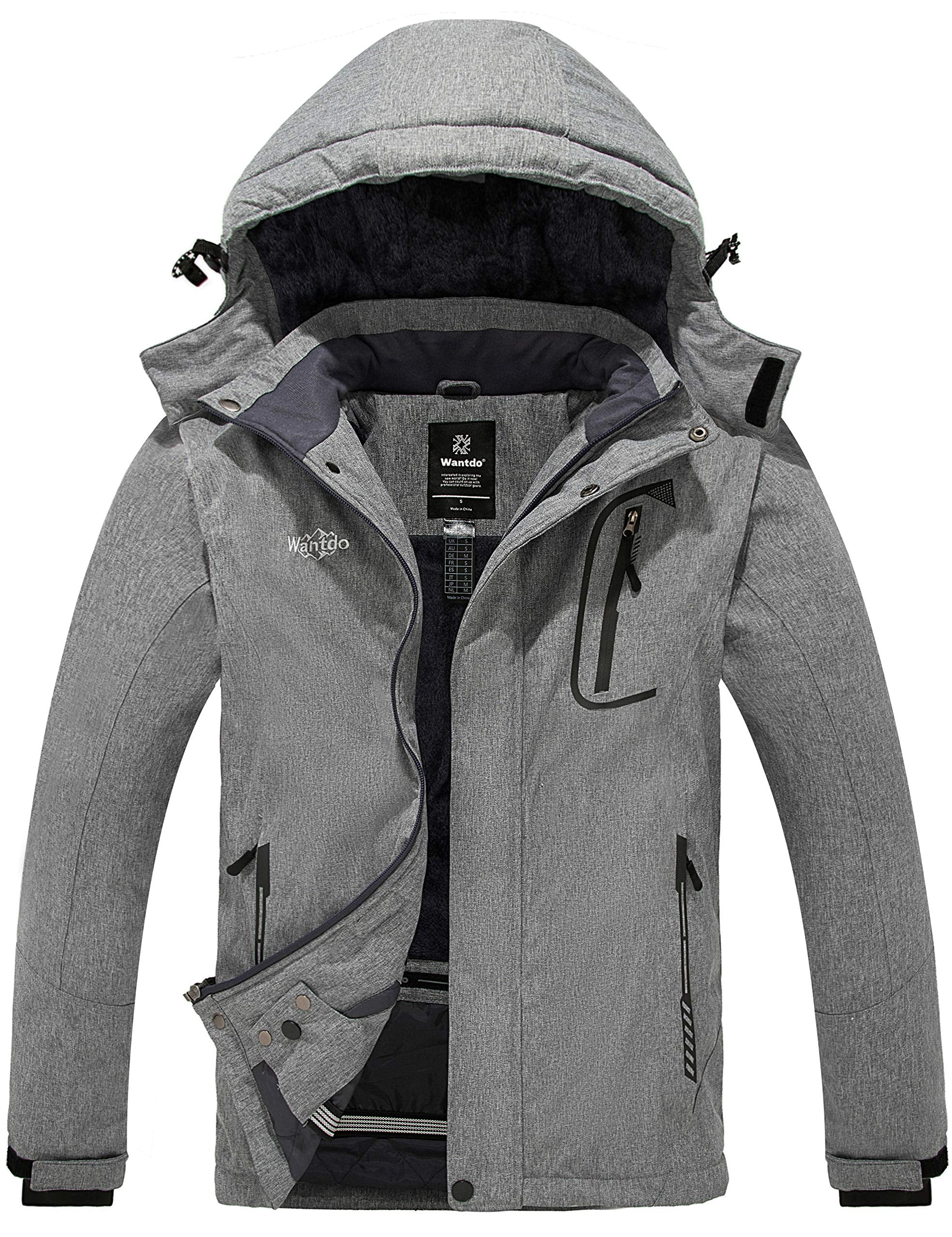 Wantdo Men's Ski Jacket Winter Rain Jacket Fleece Windproof Skiing Coat ...