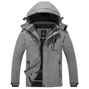 Wantdo Men's Big and Tall Winter Coat Waterproof Ski Jacket Windproof Rain Parka Gray XL