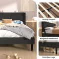 thumbnail image 2 of VECELO Queen Size Bed Frame with Charging Station, Upholstered Platform Bed Frame with Wingback Headboard, No Box Spring Needed, Gray, 2 of 10