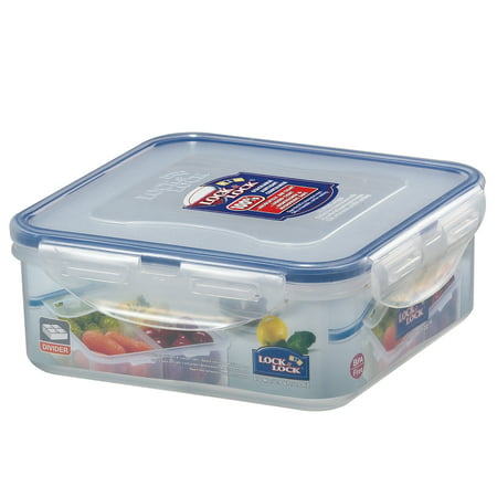 Lock & Lock Easy Essentials On the Go Meals Divided Square Food Storage Container,