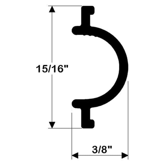 New Flexible Vinyl Insert taco Metals V12-0317bka50-1 Black 15/16" H x 3/8" W x 50' L