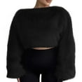 thumbnail image 2 of YueHuiYing Women Fashionable Crew Neck Cropped Sweater Casual Long Sleeve Knit Tops Pullover Sweater, 2 of 6