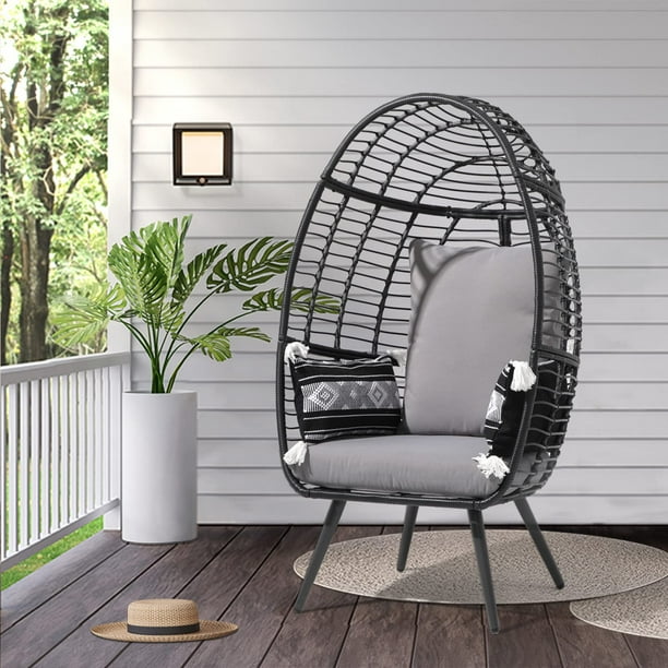 JOIVI Wicker Egg Chair, Outdoor Indoor Oversized Stationary Egg Chair